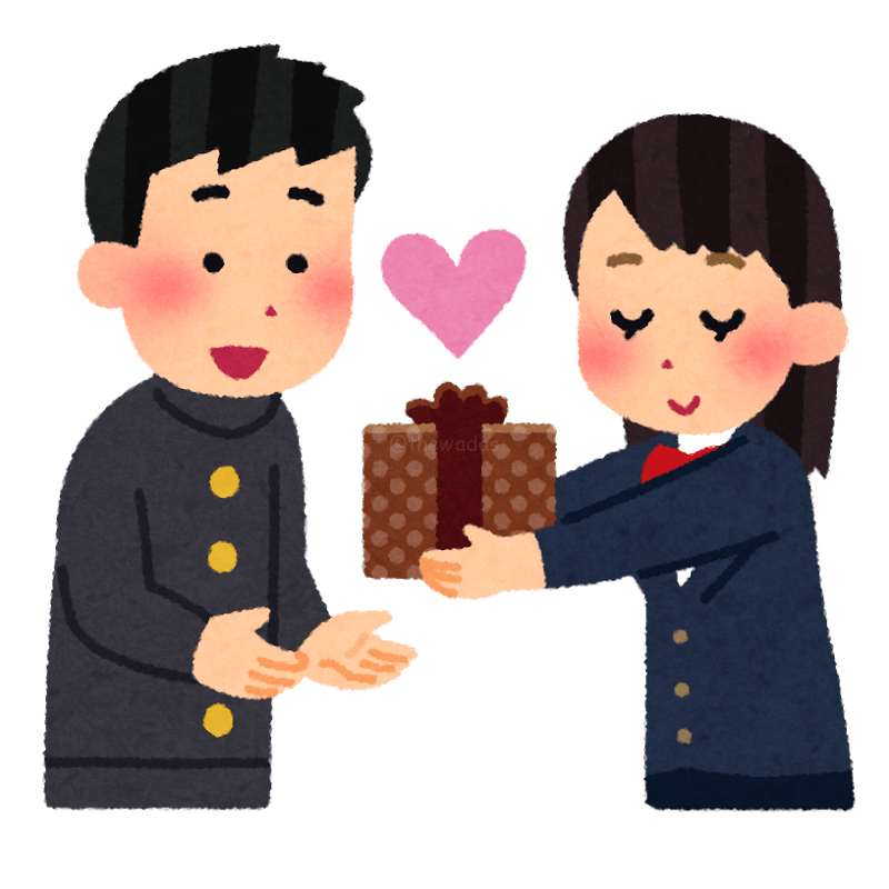 Mujer regalandole chocolates a su pareja o interés romántico.